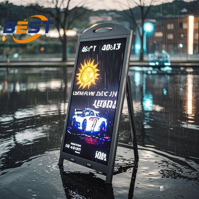 kwaliteit  Outdoor Digital Menu Board with Battery 4500Nits IP65 Waterproof & Wide Temperature Range -25℃~55℃ fabriek