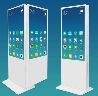Dubbele schermen vloer staande LCD digitale signage met 350 Cd/m2 Helderheid en Android OS voor winkels
