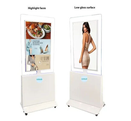 55 inch QLED glas digitaal borden met 350 Cd/m2 Helderheid Dubbelzijdig vloer staan advertentie display