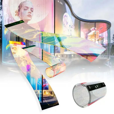 Flexibel LED-filmscherm buigbaar transparant scherm met IP65 waterdicht voor visuele oplossingen voor tentoonstellingen/billboards/de detailhandel