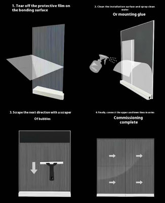 Aanpasbare glazen gordijnwand LED-displayfilm 3840Hz Vernieuwingssnelheid Energiebesparend Hoog helderheid 5000nits Videowand