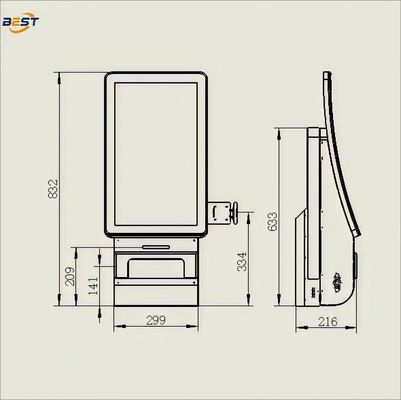 Wandmontage Self-service bestelkiosk met POS-systeem voor Bar Restaurant Retail Android