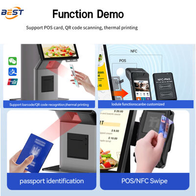 21.5 inch capacitieve aanraakscherm zelfbediening bestelkiosk met Android / Windows OS en barcode scanner & ontvangstprinter