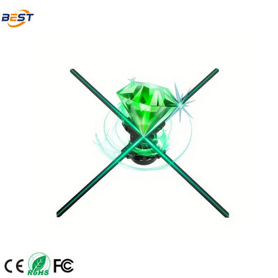 Interactieve 3D draaiende LED hologram ventilator, afstandsbediening 15 inch holografische display ventilator