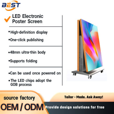 Opvouwbaar LED-posterscherm voor binnenshuis P2.5 3840x2160 1300cd/m²
