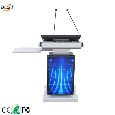 Smart Lectern met maximale hefhoogte van 150 mm en optioneel 32 inch Smart Kiosk Screen Verstelbare schermhoek 10-40°