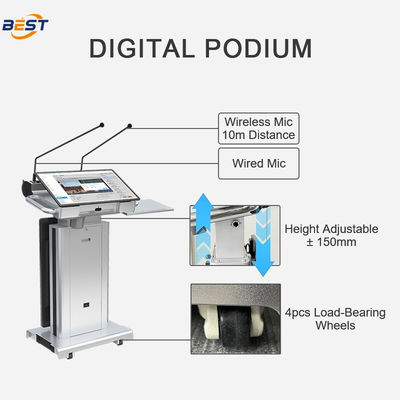 150 mm maximale hefhoogte Smart Podium met 10-40 ° verstelbare schermhoek en optioneel 32 inch Smart Kiosk-scherm