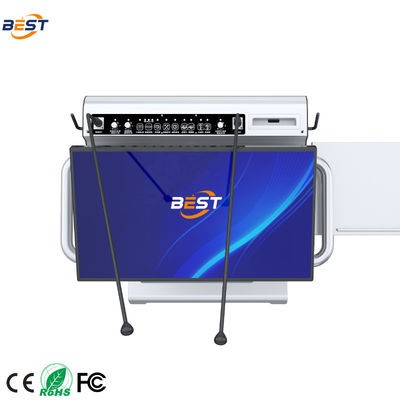 Elektrisch aangedreven multimedia podium met 23,6 inch touch AIO en roestvrij staal & luchtvaart aluminium smart lecttern