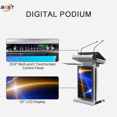 150 mm maximale hefhoogte Smart Podium met 10-40 ° verstelbare schermhoek en optioneel 32 inch Smart Kiosk-scherm