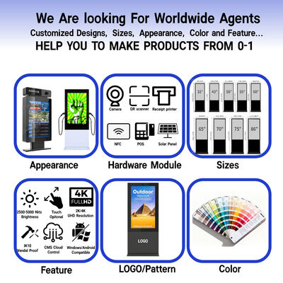 Buiten LCD-scherm met 16:9 beeldverhouding 50000 uur levensduur en 3840X2160 resolutie digitale signage