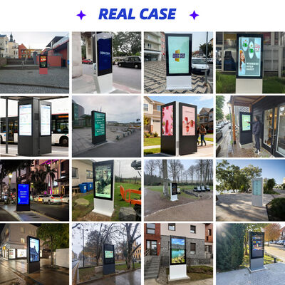 Dubbelzijdige LCD digitale bewegwijzering voor buiten met 10-punts capacitieve aanraking en 2*5W luidspreker voor interactieve displays