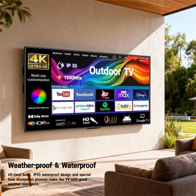 Buiten-tv IP55/IP66 Waterdicht | 4K Google TV 1500-3000 nits Hoge Helderheid Commercieel Display voor Reclame