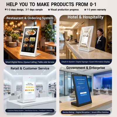10.1′′ / 15.6′′ L-Shape Touch Screen Desktop Digitaal Signage. Android Kiosk met Loop Playback en WiFi afstandsbediening.