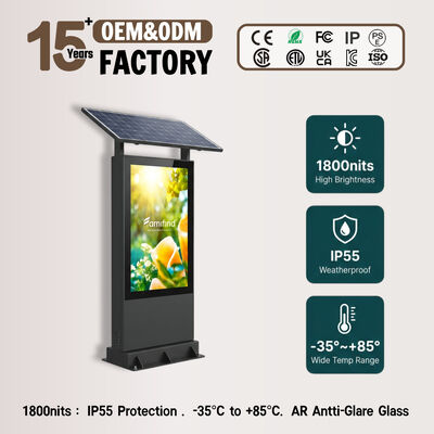 Solar Powered LED-advertentie-display met 1500-2000 nit zonlicht leesbaar, LiFePO4 batterij en IP55 bescherming