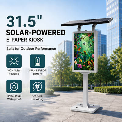 31,5 inch CMYKW e-paper display met IP65-bescherming voor bewegwijzering op zonne-energie buiten