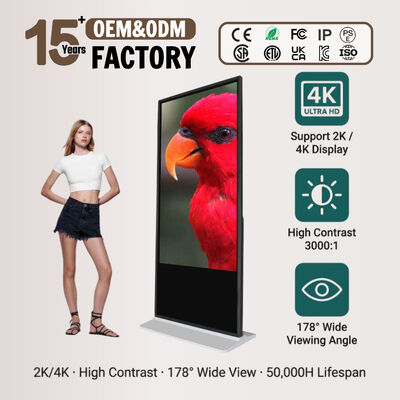 Indoor vloerstaande LCD digitale signage | 4K-touchscreenkiosk