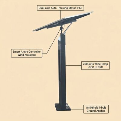Digitale signage voor zonne-tracking | Automatische zon-tracking | IP65 | Off-grid