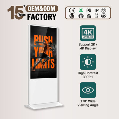 55 Duim Binnenlcd Digitale Signage Touchscreen Totemkiosk met Android OS 500 Cd/m ² Helderheid