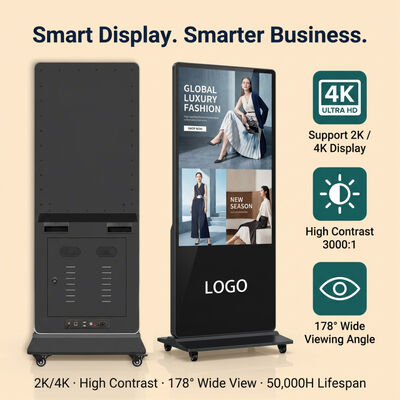55 Duim Binnenlcd Digitale Signage Touchscreen Totemkiosk met Android OS 500 Cd/m ² Helderheid
