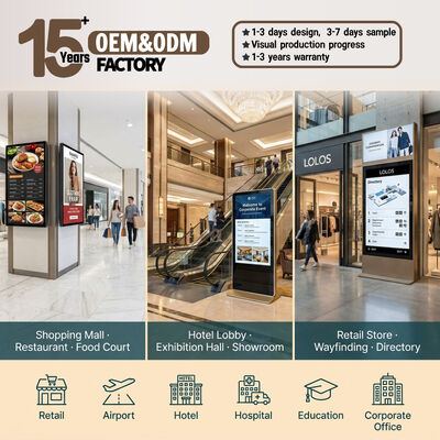 55 Duim Binnenlcd Digitale Signage Touchscreen Totemkiosk met Android OS 500 Cd/m ² Helderheid