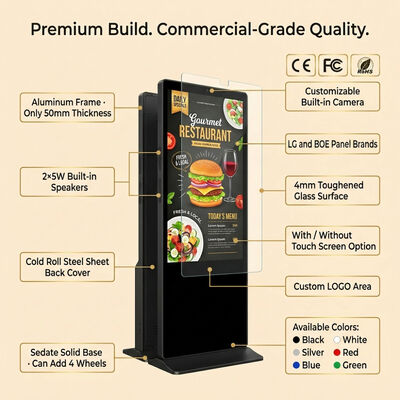55 Duim Binnenlcd Digitale Signage Touchscreen Totemkiosk met Android OS 500 Cd/m ² Helderheid