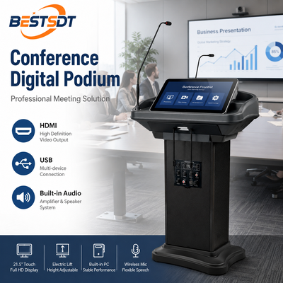 SDT 500Y 21,5 inch Smart Digital Podium Electric Flip Touch Screen Ganshals Microphone Multimedia Lectern