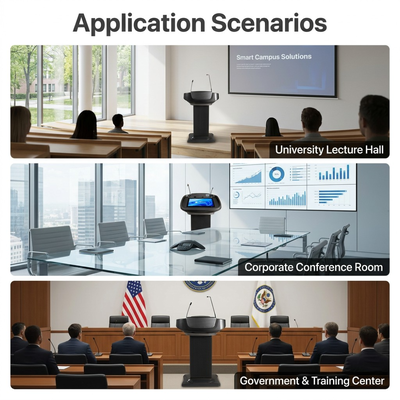 SDT 500Y 21,5 inch Smart Digital Podium Electric Flip Touch Screen Ganshals Microphone Multimedia Lectern
