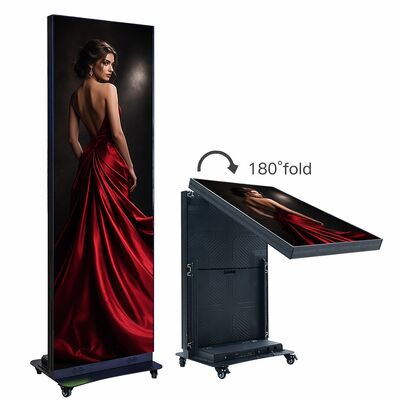 P1.86 Draagbaar opvouwbaar LED-posterdisplay binnenshuis 640x1920mm Aluminium legering Stand