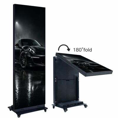 P2.5 Draagbaar opvouwbaar LED-posterdisplay Hoge helderheid 640x1920mm Aluminium legering Stand