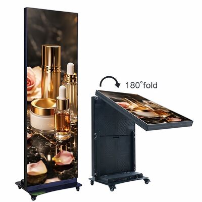 P2.0 Draagbaar opvouwbaar LED-posterdisplay binnenshuis 640x1920 mm Aluminium legering Stand