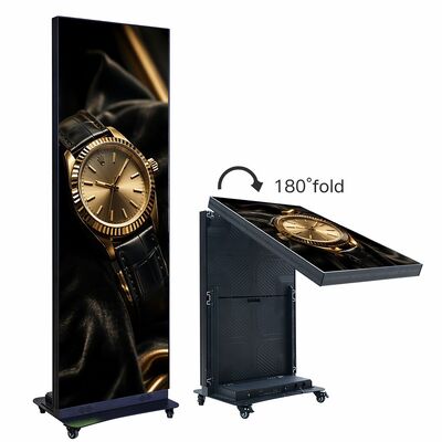 P2.0 Draagbaar opvouwbaar LED-posterdisplay buiten 640x1920 mm Aluminium legering Stand