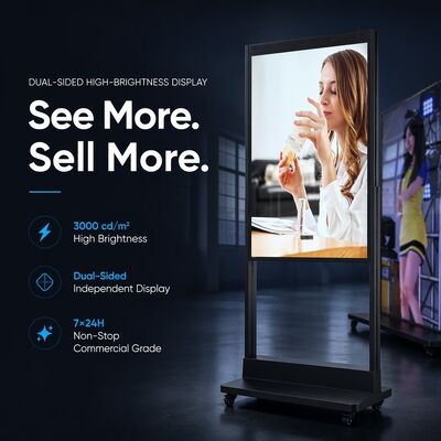 55 Inch Dual Sided High Brightness 3000 Nits Semi Outdoor Showcase Digital Signage Display Screen for Retail Shop