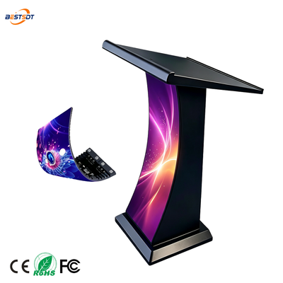 Hoge Helderheid 450-650nit GOB Gebogen LED Lessenaar Display 3840Hz 12-16Bit Grijstinten Draadloze Smart Control