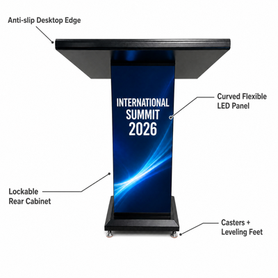 GOB LED-podiumscherm met volledige bescherming Gebogen flexibel paneel Plug Play Draadloos Async Novastar Conference