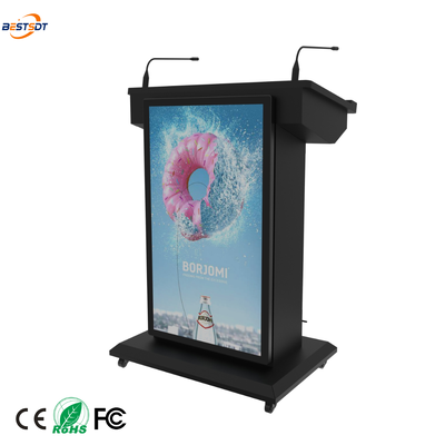 Dual Screen Smart Podium HDMI Input USB Multi Screen Display 2 Gooseneck Microphones PA-ondersteuning