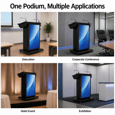 Vloerstaande Digitale Lessenaar 43 Inch Voorpaneel 21,5 Inch Touchscreen voor Trainingsruimtes