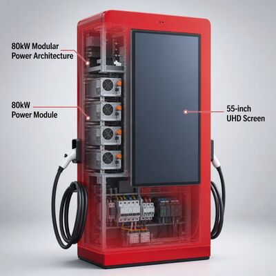 80kW DC Snellader CCS1 CCS2 Buiten LCD Reclame Display OCPP 1.6J 150-1000V