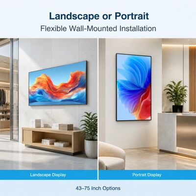 43 49 55 65 75 inch lichtbakscherm voor wandmontage 4K Android reclamedisplay 2000 nits