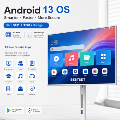 32 Inch Android 13 Batterij-aangedreven Mobiel Smart Screen Touch Digitale Signage 4K IPS 8GB 128GB