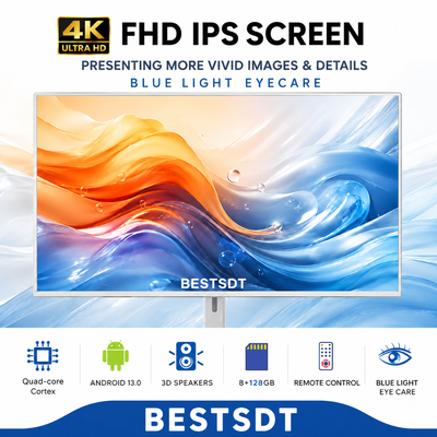 32 Inch Android 13 Batterij-aangedreven Mobiel Smart Screen Touch Digitale Signage 4K IPS 8GB 128GB