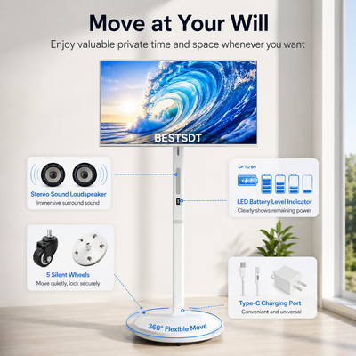 32 Inch Android 13 Batterij-aangedreven Mobiel Smart Screen Touch Digitale Signage 4K IPS 8GB 128GB