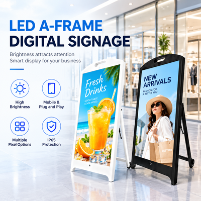 Outdoor LED Digitale Menubord P2.5 4500nits IP65 Batterij voor Restaurant Reclamebord