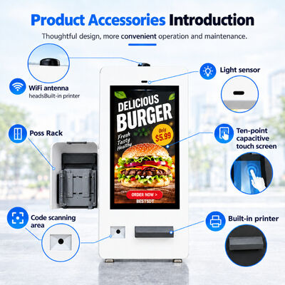Outdoor LCD Self-Service Ordering Kiosk Automatic Brightness 178 Degree IPS Touch Screen
