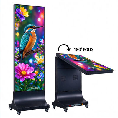 Verhuur LED Poster Display Opvouwbaar 640x1920mm P1.86 GOB Flight Case Podium Reclamescherm