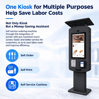 Commercial Freestanding Restaurant Food Ordering Terminal Custom Outdoor Self Ordering Kiosk for QSR Food Courts Cafes