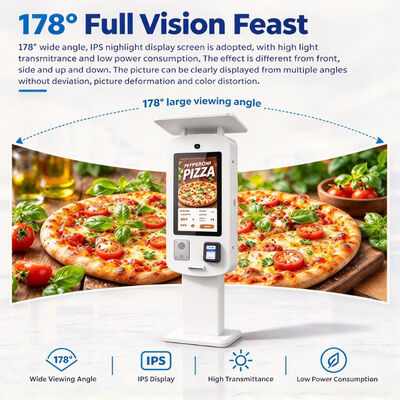 43 Inch IP65 Outdoor Self Ordering Kiosk Floor Standing 2500 Nits Touch Screen Terminal for Drive Thru Restaurant