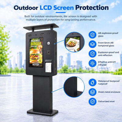 43 Inch Outdoor Self Ordering Kiosk IP65 Payment Terminal with Receipt Printer