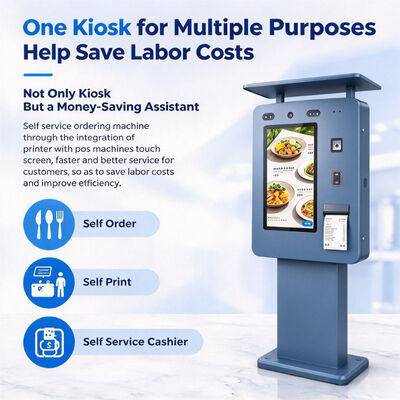55 Inch Outdoor Digital Ordering Kiosk IP65 Waterproof 3000 Nits Touch Screen Self Service Terminal for Drive Thru QSR